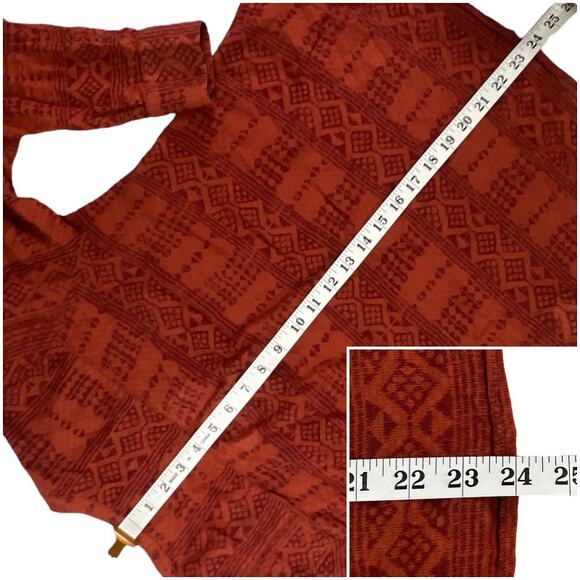 Lucky Brand X Peter Dunham Collaboration Aztec Tribal Button Up Collarless Shirt - Picture 11 of 12